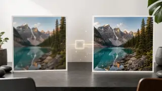 Before and after AI photo enhancer comparison showing a blurry image improved into a sharp 4K photo