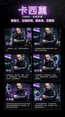请创作一张高端机械手表广告「氛围篇」分镜海报，竖版 9:16，3列 × ...